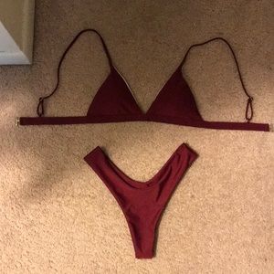 Maroon bathing suit